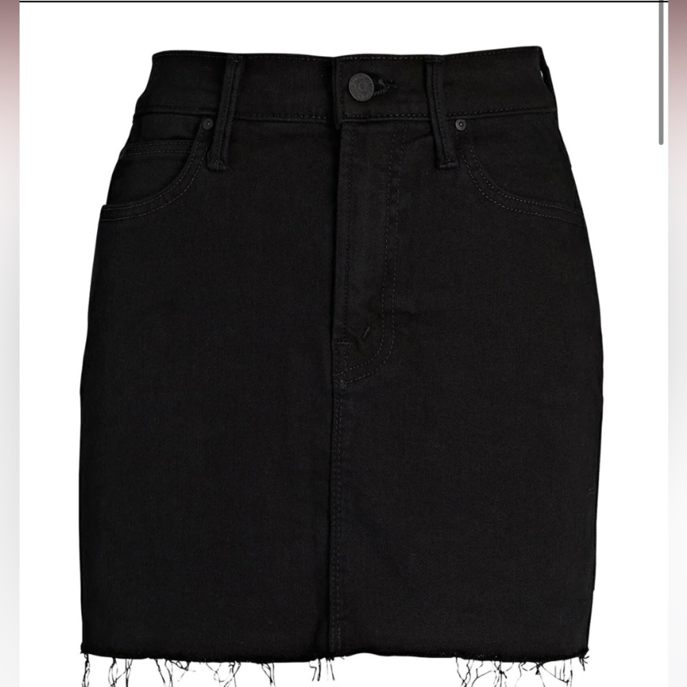 MOTHER Smokin Double Micro Fry Skirt in Pitch